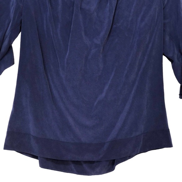L'Agence Sz XS Monroe Off Shoulder Silk Blouse Blue Ruffle Pullover 4677CD1 Top - Picture 6 of 14